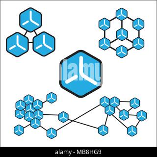 block chain technology graphics, logo, corporate identity Stock Vector