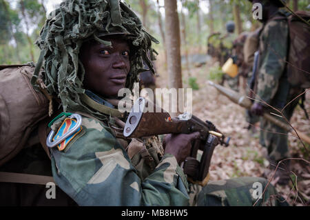 Congolese soldier during operations against the Rwandan backed M23 militia Stock Photo