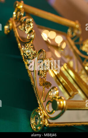 golden beautiful tray Stock Photo