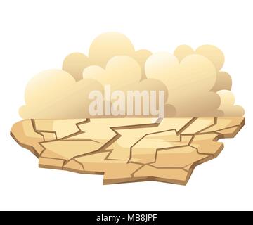 Drought with sandstorm illustration. Geological disasters in cartoon style. Cataclysm color icon. Vector illustration isolated on white background. We Stock Vector