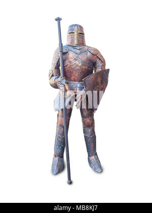 Armor of the medieval knight isolated on white background Stock Photo