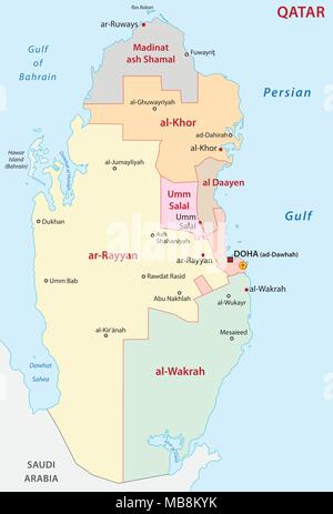 Qatar map. Outline illustration country map with main cities Stock ...