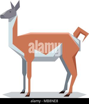 Vector image of the Flat polygonal Guanaco Stock Vector