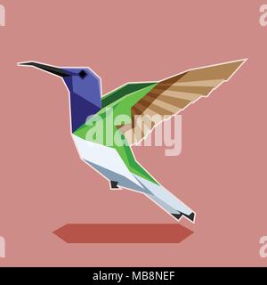 Vector image of the Flat polygonal Hummingbird Stock Vector