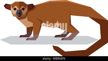 Vector image of the Flat polygonal Kinkajou Stock Vector