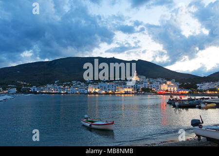 Cadaques sunset. Romanticism in the Mediterranean Sea. The village of Salvador Dali, in Costa Brava, Girona, Catalonia, Spain. Stock Photo