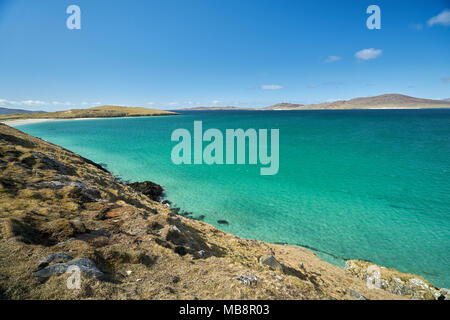 View from Seilebost across to Luskentyre on a low tide. Isle of Harris, Scotland. Stock Photo