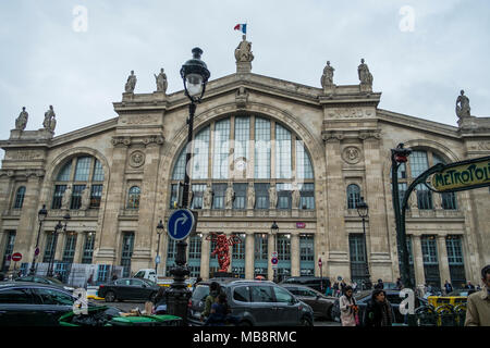 The Gare du Nord train station in Paris. Built in 1846, it's an important train sttaion in Europe. Stock Photo