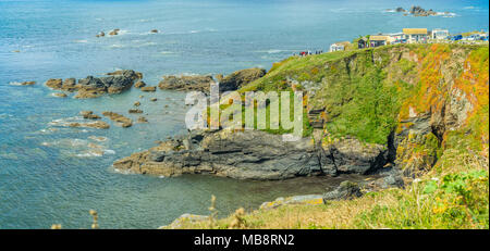 Part of the rugged cliffs of Lizard point, the penisular which is the most southerly place in Engalnd Stock Photo