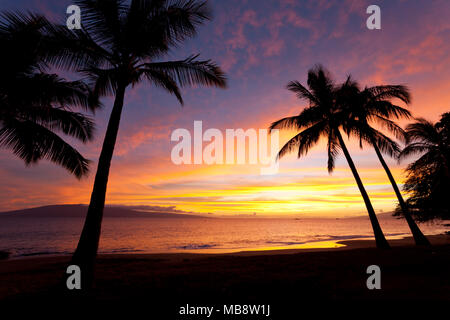 Sunset at Lahaina, Maui, Hawaii. Stock Photo