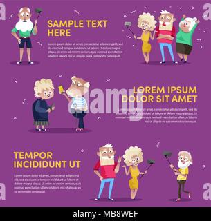 Design of people using gadgets in poster Stock Vector