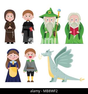 Set of fairytale characters on white background illustration Stock ...