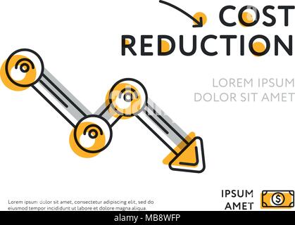 Colorful arrow for value fall Stock Vector