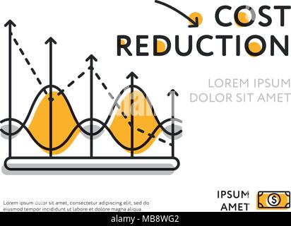 Colorful template representing cost reduction Stock Vector