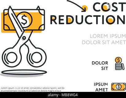 Concept graph for cost reduction  Stock Vector