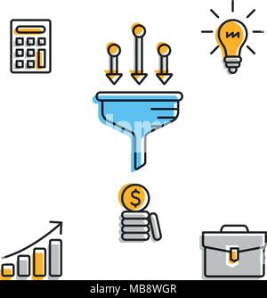 Colorful set of successful business icons  Stock Vector