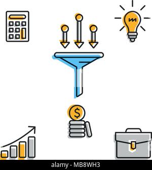 Icons for business process on white Stock Vector