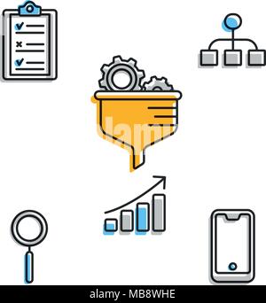 Minimalist work icons in set Stock Vector