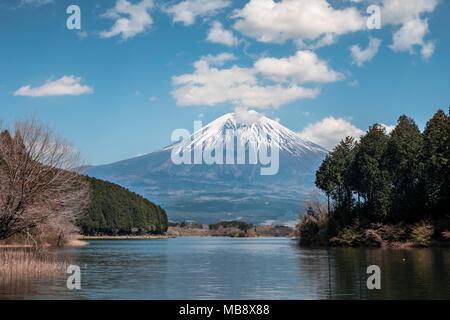 Mt. Fuji from Lake Tanuki Stock Photo