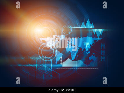 Abstract digital concept touch screen interface with shield icon on ...