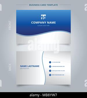 Creative business card and name card template, Stripe wave lines graphic blue and white gradient color background. Abstract concept and commercial des Stock Vector