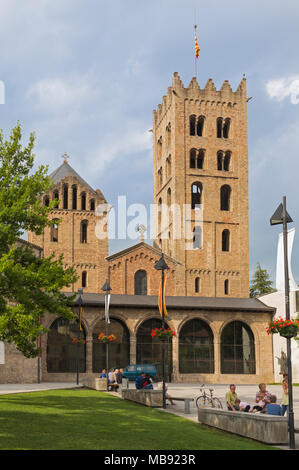 Ripoll, Girona Province, Catalonia, Spain.  Monastery of Santa Maria de Ripoll.  The Romanesque style Benedictine monastery was founded in the 9th cen Stock Photo