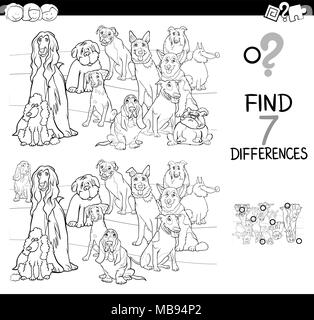 differences activity with cartoon dogs coloring page Stock Vector Image ...