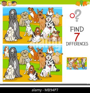 differences activity with cartoon dogs animal characters Stock Vector ...