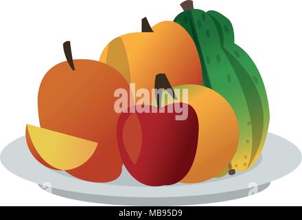 Fruits on dish Stock Vector