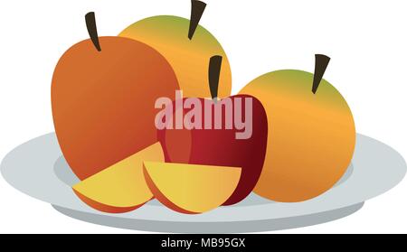 Fruits on dish Stock Vector