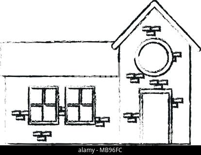 Bricks urban church building sketch Stock Vector