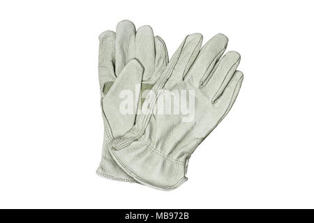Generic gardening work gloves  isolated over a white background with clipping path included. Image shot from above in flat lay style.