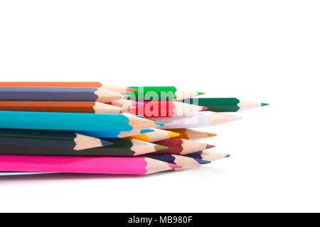 pencils lying down isolated on a white background Stock Photo