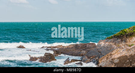 Toco Trinidad and Tobago West Indies rough sea beach cliff edge panorama Stock Photo