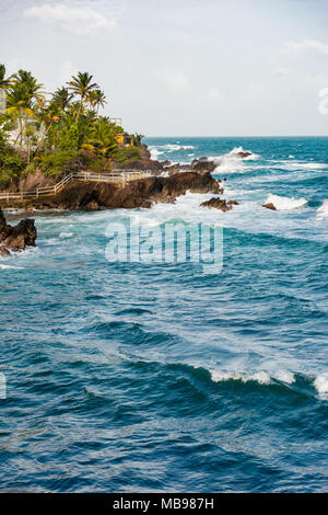 Toco Trinidad and Tobago West Indies rough sea beach cliff edge view Stock Photo