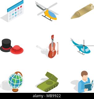 Specialty icons set, isometric style Stock Vector