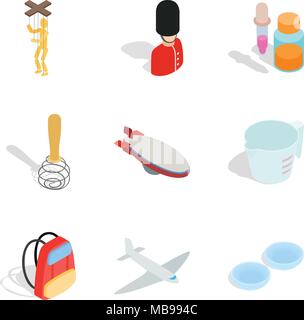 Handicraft icons set, isometric style Stock Vector