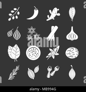 Spice icons set grey vector Stock Vector
