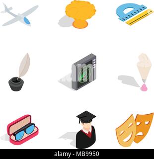 Handicraft production icons set, isometric style Stock Vector