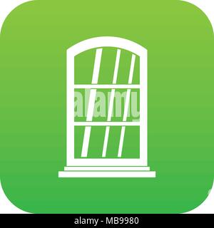 White narrow window icon digital green Stock Vector