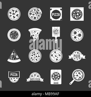 Pizza icons set grey vector Stock Vector