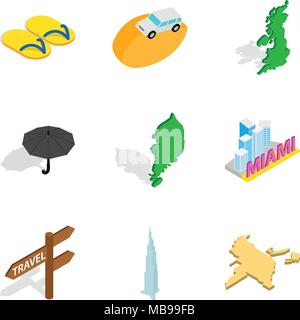 Picnic icons set, isometric style Stock Vector