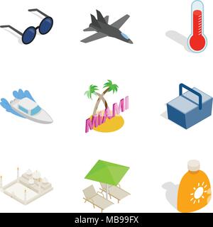 Clambake icons set, isometric style Stock Vector