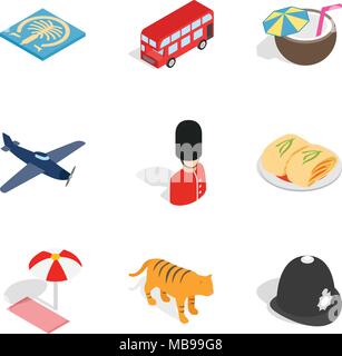 Furlough icons set, isometric style Stock Vector