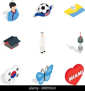 Discharge icons set, isometric style Stock Vector