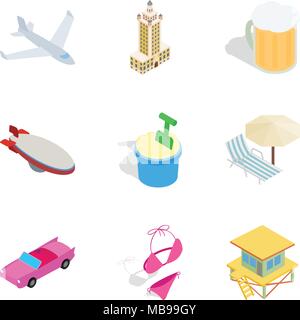 Dismiss icons set, isometric style Stock Vector