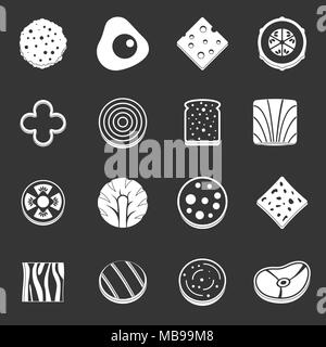 Slice food ingredient icons set grey vector Stock Vector