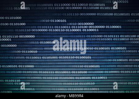 binary code future technology, blue cyber business security concept background, hi speed motion digital movement. picture of computer screen with code Stock Photo