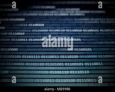 binary code future technology, blue cyber business security concept background, hi speed motion digital movement. picture of computer screen with code Stock Photo