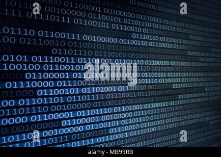 binary code future technology, blue cyber business security concept background, hi speed motion digital movement. picture of computer screen with code Stock Photo